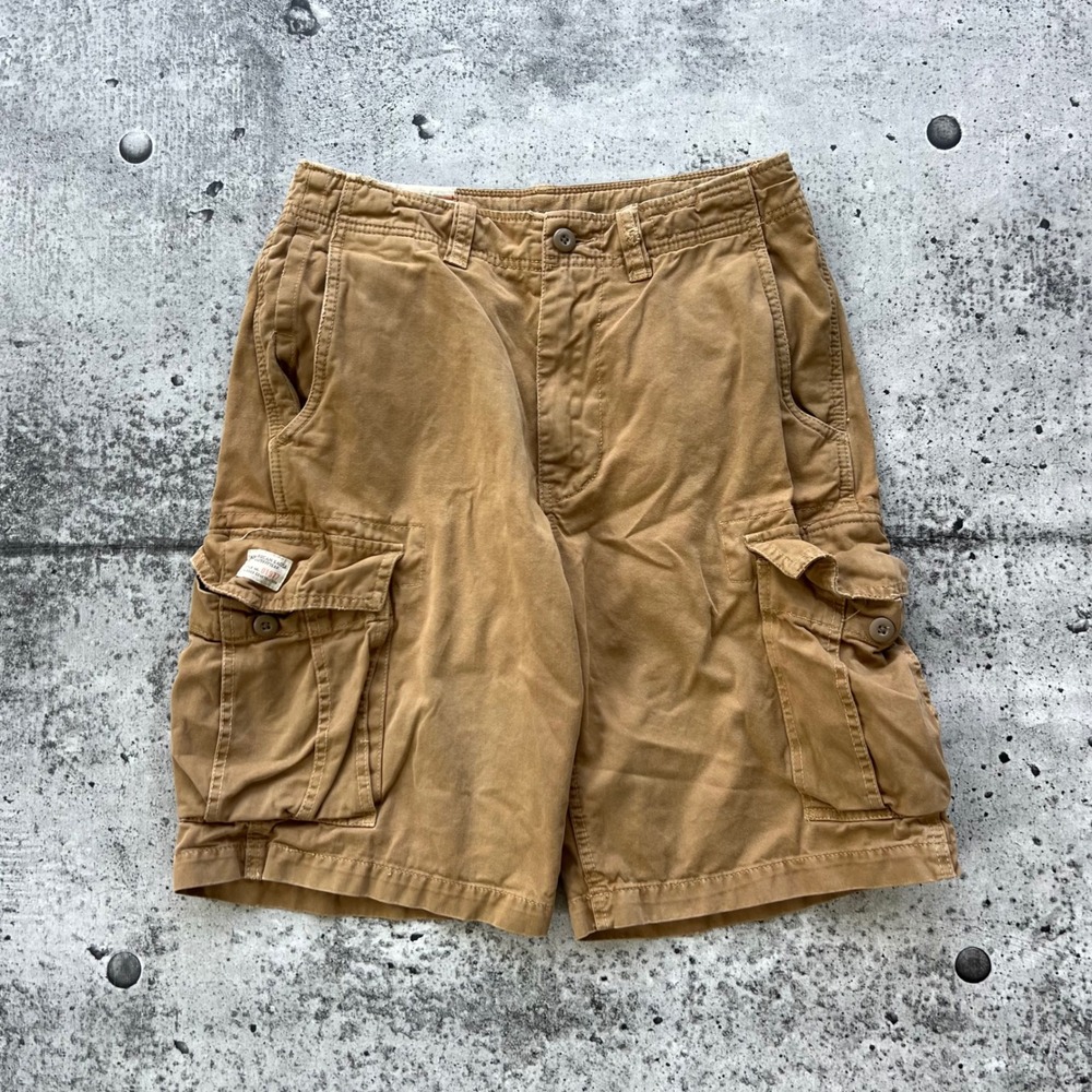 Y2K American Eagle Shorts Mens 28 Tan Khaki Cotton Multi Pocket Rugged Cargo